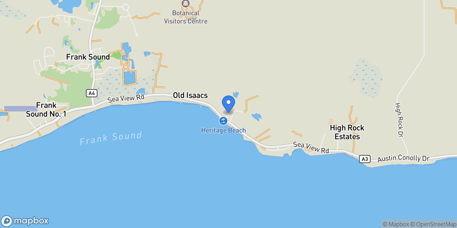 Map showing Sterling Lane - Seacliff Yellow, East End, 04~, East End, East End, Cayman Islands.
