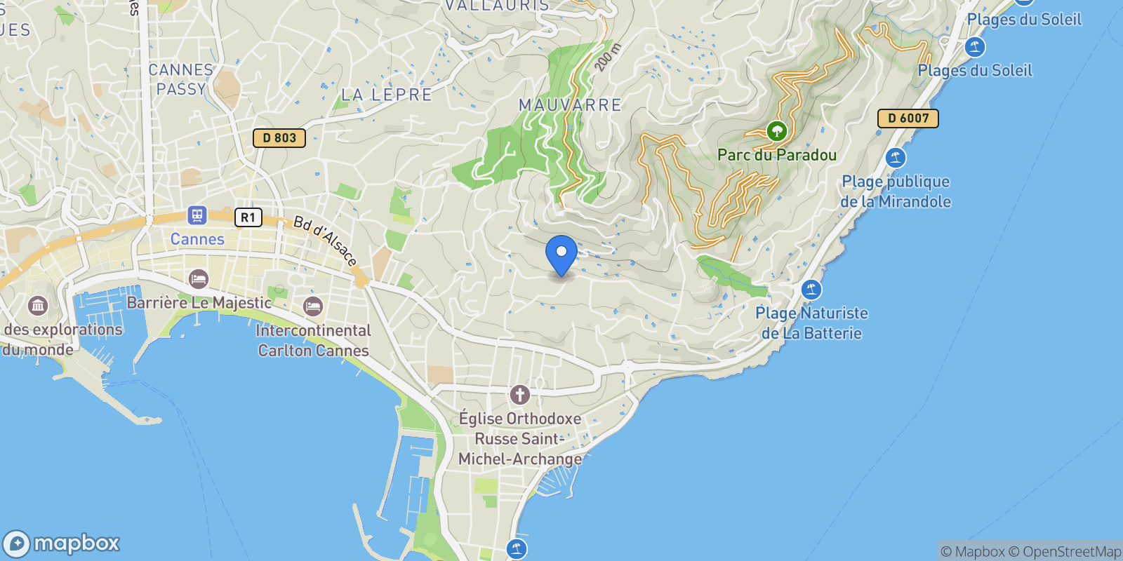 Map showing 36 Avenue du Roi Albert, Cannes, Provence-Alpes-Côte d'Azur, France.