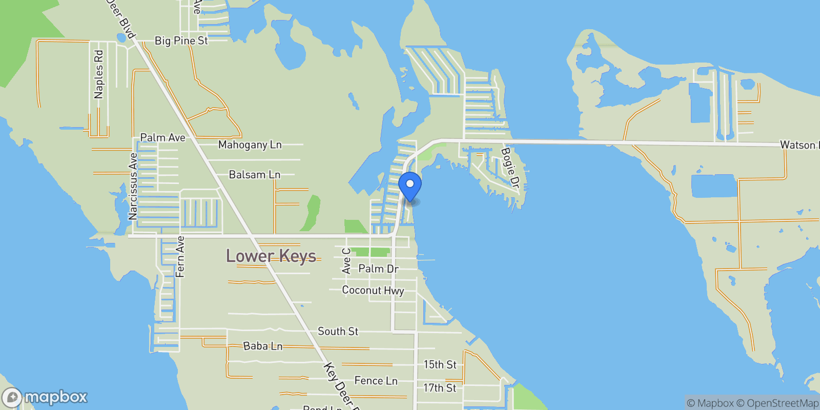 Map showing 1607 Sunrise Drive, Big Pine, FL 33043, Big Pine Key, Florida, United States.