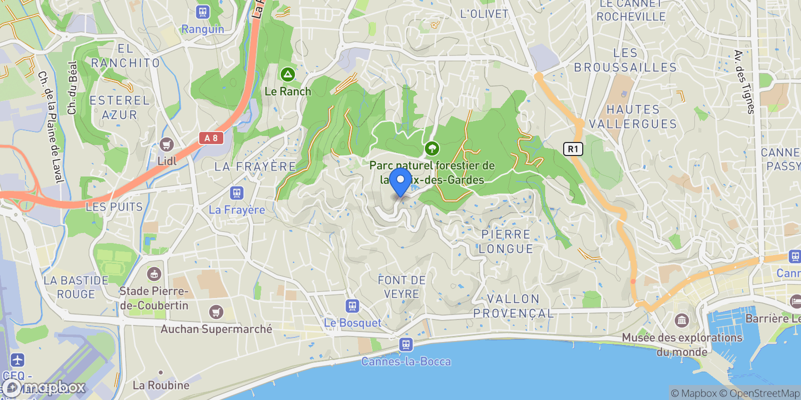Map showing Cannes, Provence-Alpes-Côte d'Azur, France.