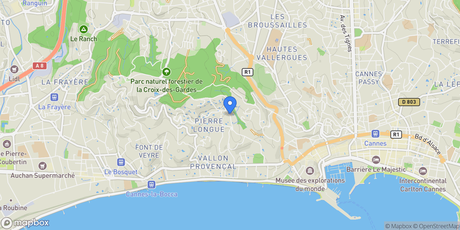 Map showing 66 Avenue Jean de Noailles, Cannes, Provence-Alpes-Côte d'Azur, France.