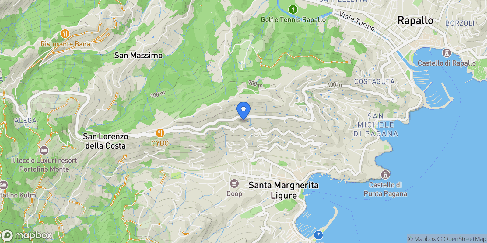 Map showing Viale Privato Sereno 8, Santa Margherita Ligure, Liguria, Italy.