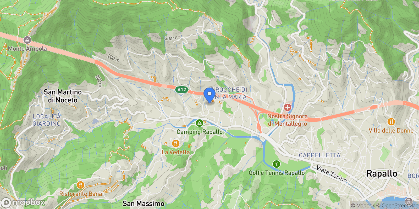 Map showing via privata cassottana, Rapallo, Liguria, Italy.
