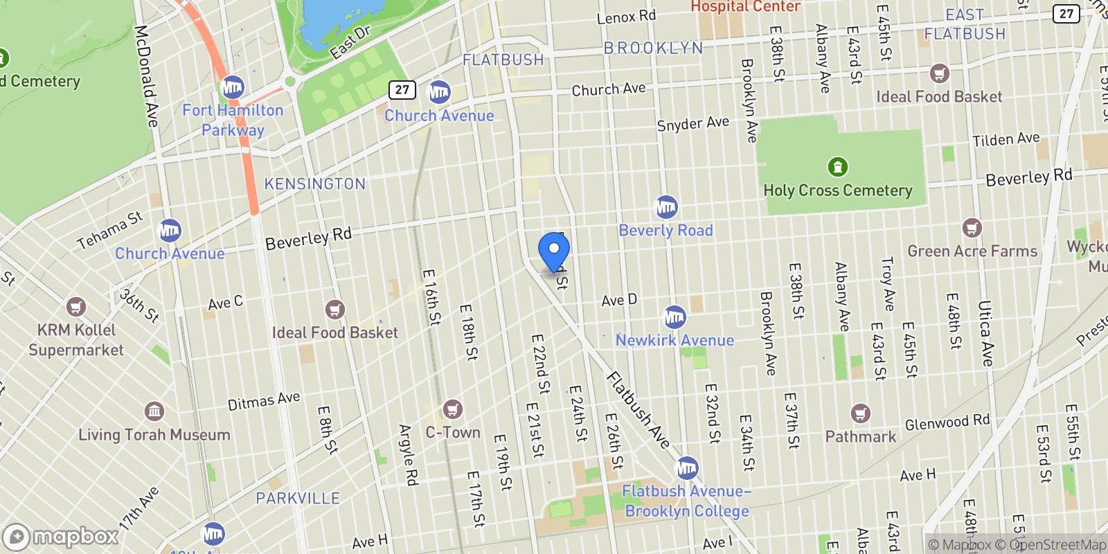 Map showing 2236 Vanderveer Place, Brooklyn, NY 11226, New York, New York, United States.