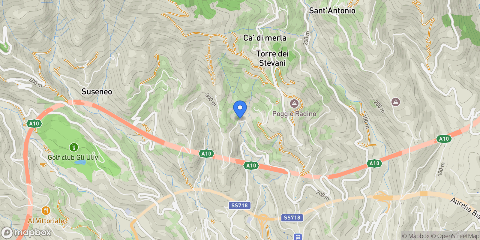 Map showing Strada carozzabile San Pietro, Sanremo, Liguria, Italy.
