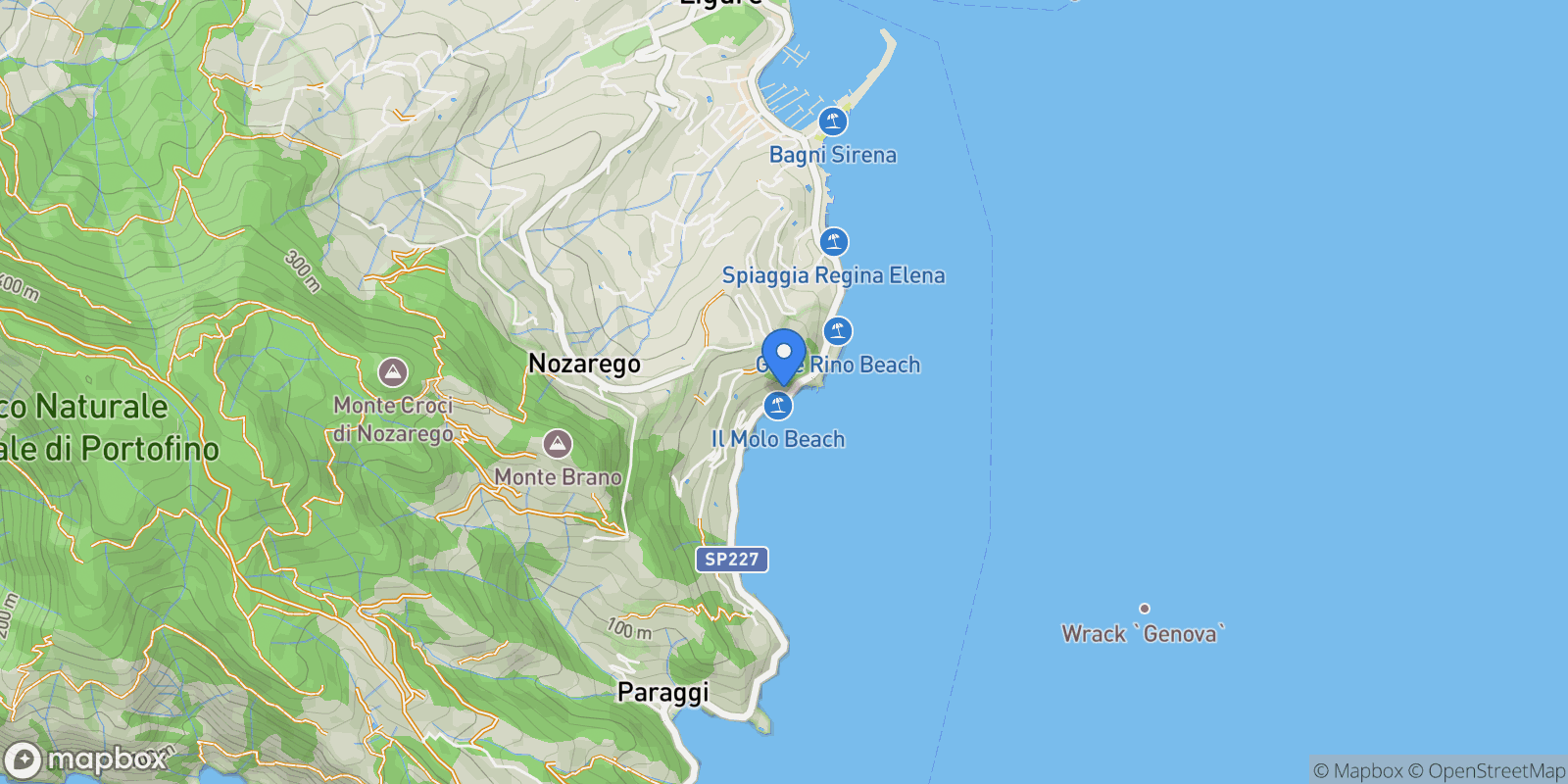 Map showing Lungomare Rossetti 10-12-14a, Pedale, Liguria, Italy.