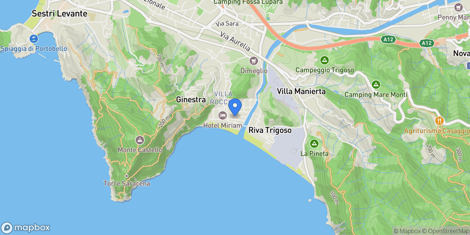 Map showing via delle americhe 28, Riva Trigoso, Liguria, Italy.