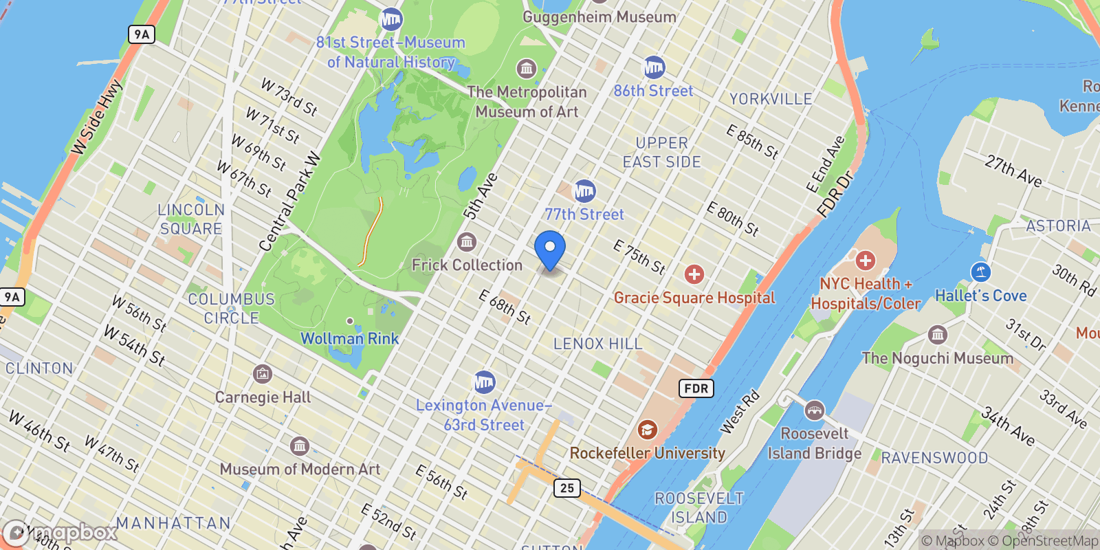 Map showing 165 E 71ST ST, New York, New York, United States.