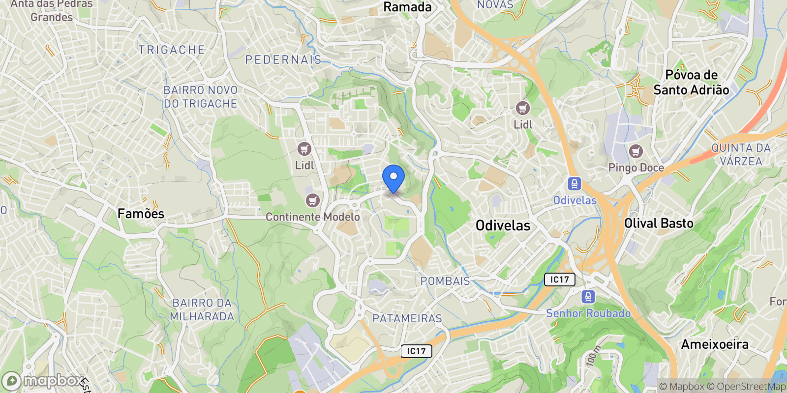 Map showing Avenida Reinaldo dos Santos, Odivelas, Portugal, Odivelas, Lisbon, Portugal.