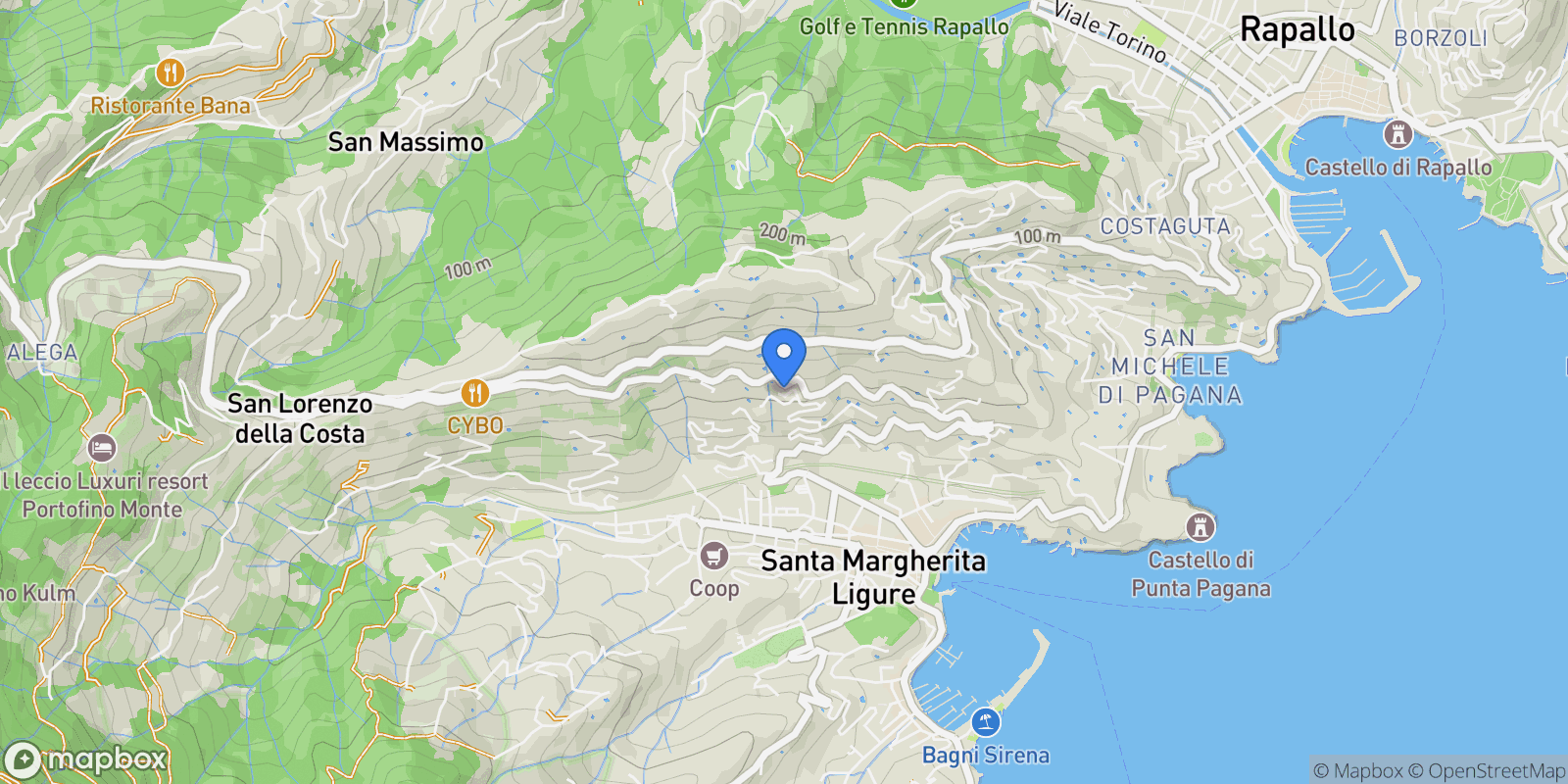 Map showing Via Privata Antonio Giovo 54, Santa Margherita Ligure, Liguria, Italy.