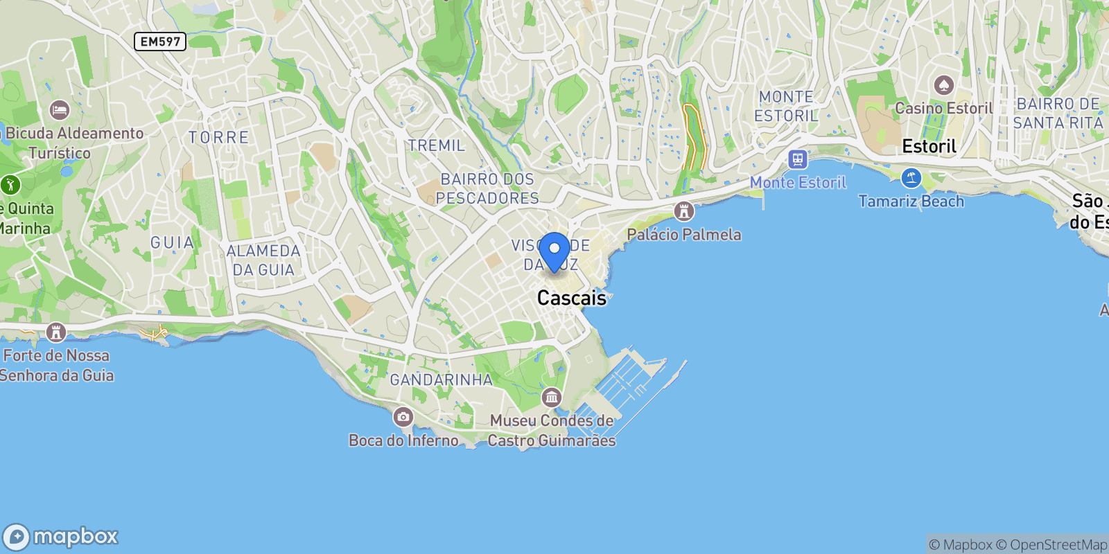 Map showing Cascais e Estoril, Lisbon, Portugal.
