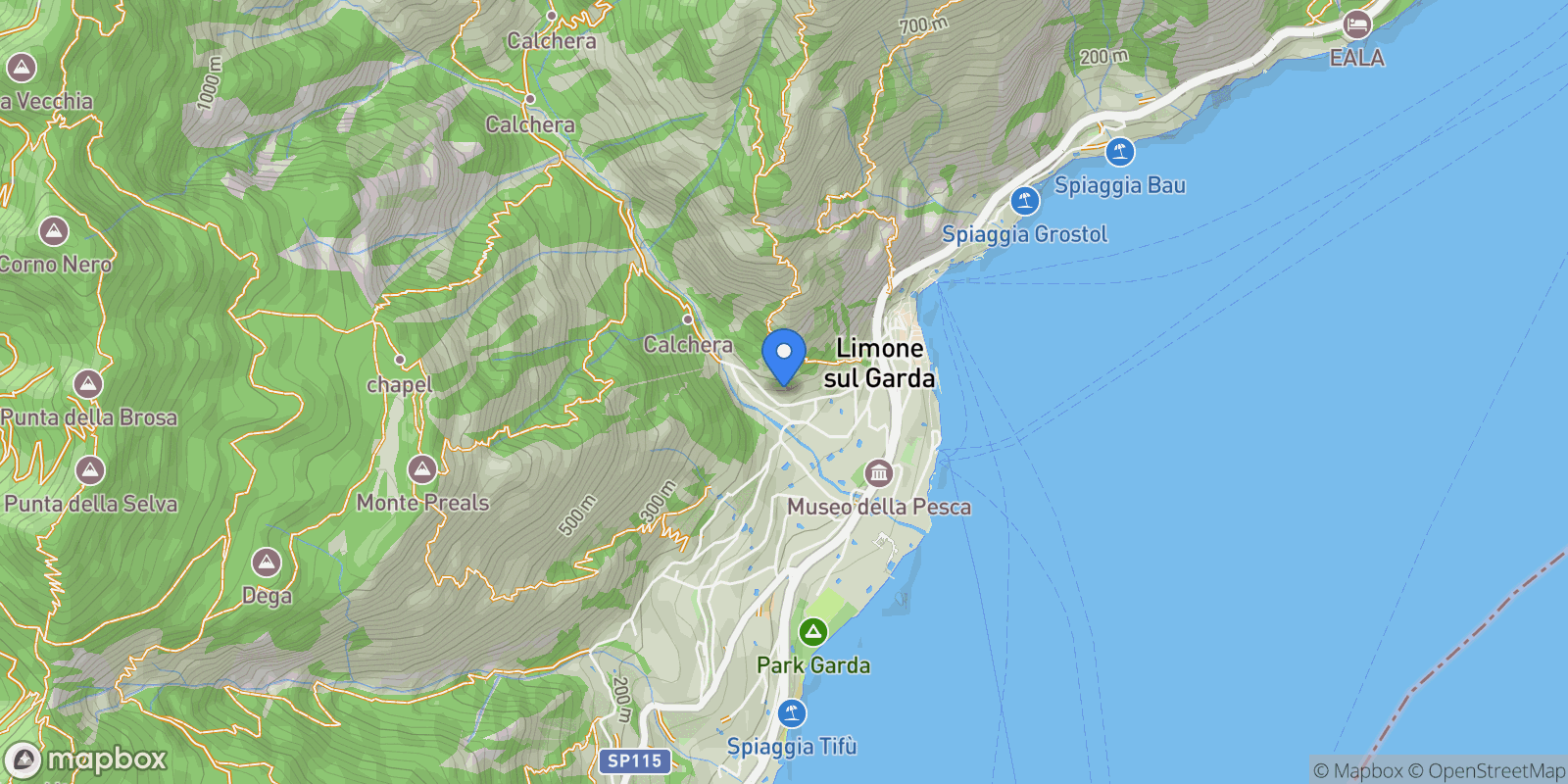 Map showing Via Milanesa 10/A3, Limone Sul Garda, Lombardy, Italy.