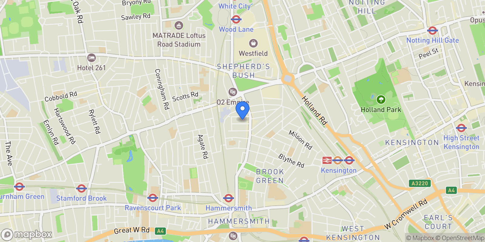 Map showing Cosmur Close, London, Shepherds Bush, W12, London, England, United Kingdom.