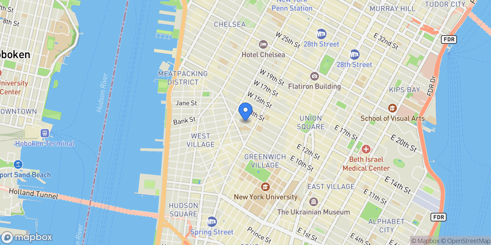 Map showing 127 W 11TH ST, New York, New York, United States.