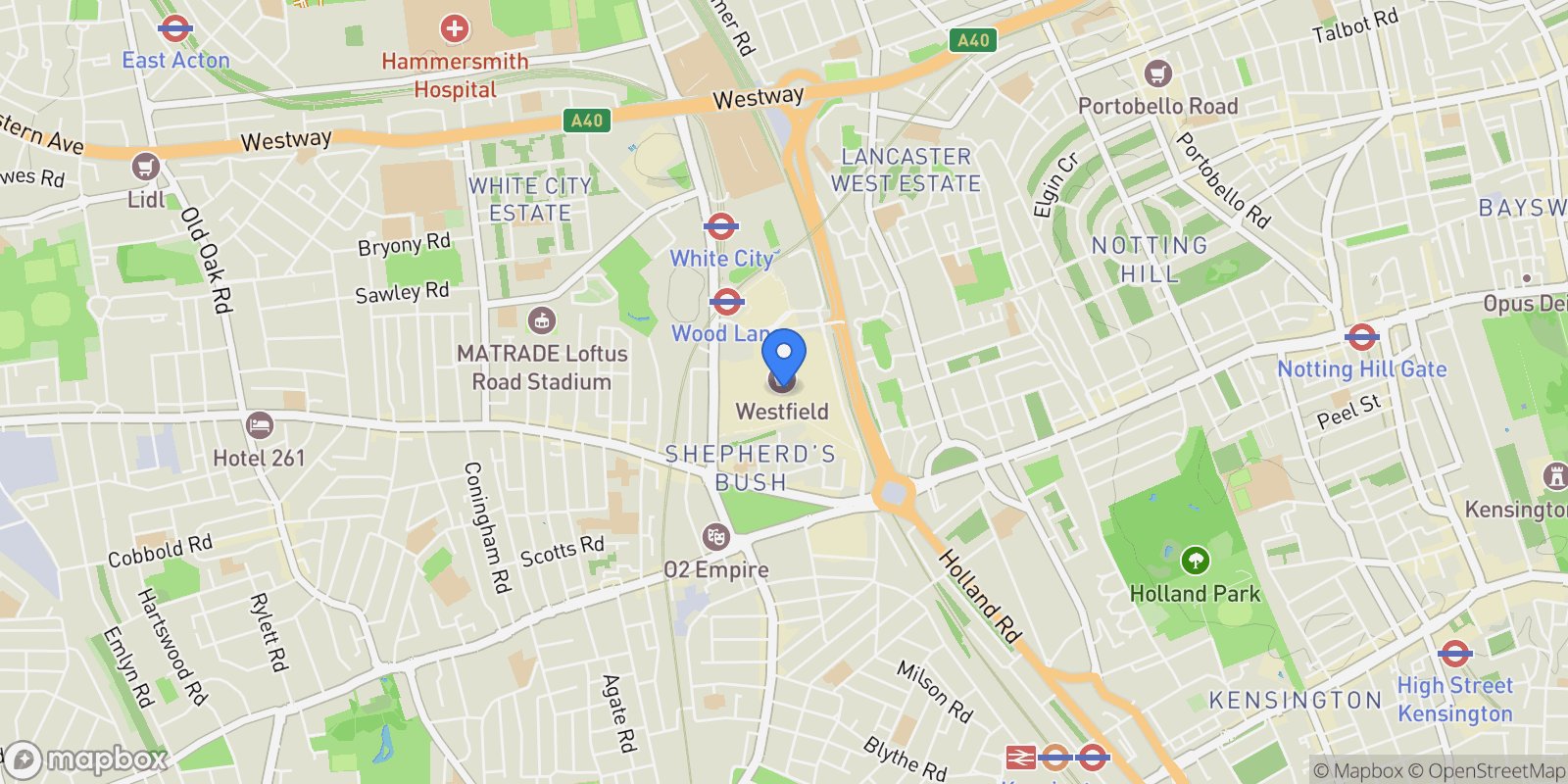 Map showing Sterne Street, London, W12, London, England, United Kingdom.