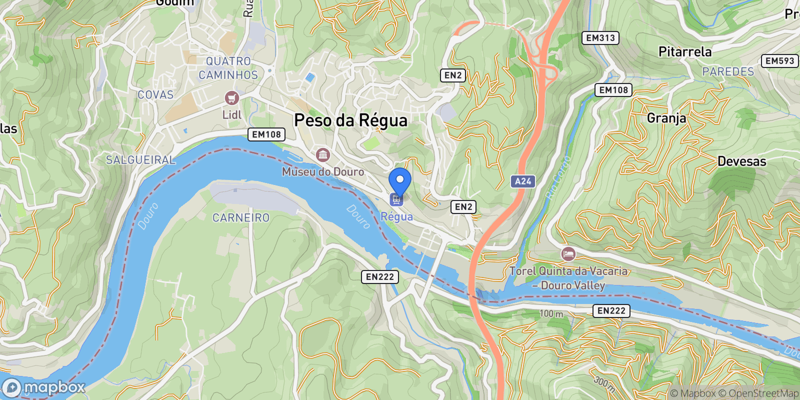 Map showing 5050 Peso da Régua, Portugal, Peso da Régua, Vila Real District, Portugal.