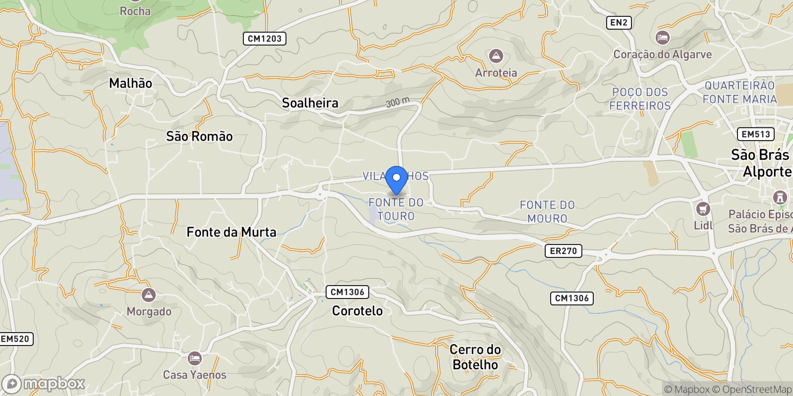 Map showing Avenida Fonte do Touro 765A, São Brás de Alportel, Portugal, Sao Bras de Alportel, Algarve, Portugal.