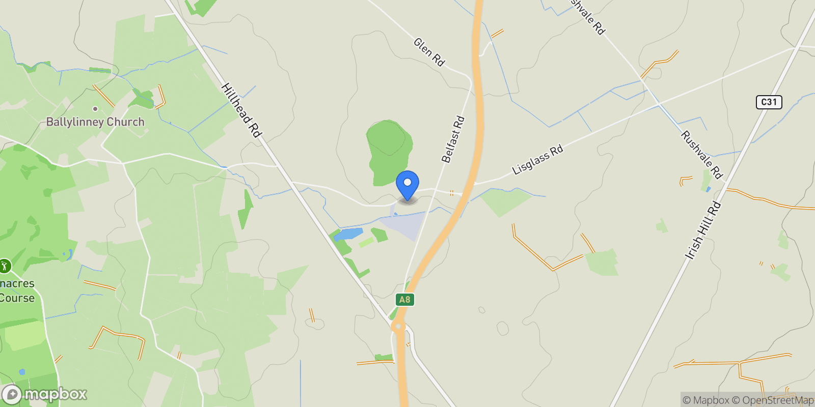 Map showing 8a Logwood Road, Ballyclare, County Antrim, Ballyclare, Northern Ireland, United Kingdom.