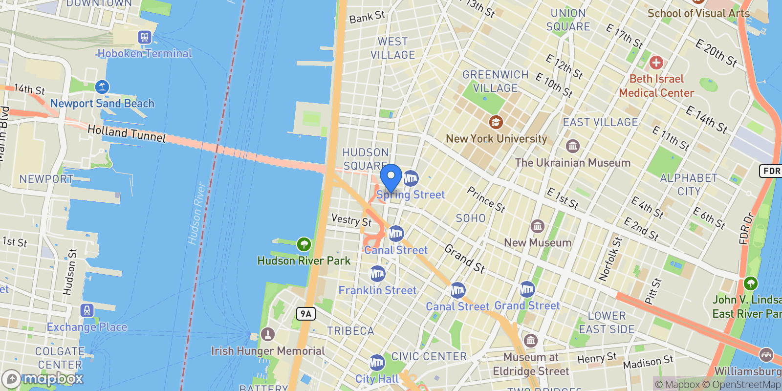 Map showing 565 BROOME ST, New York, New York, United States.
