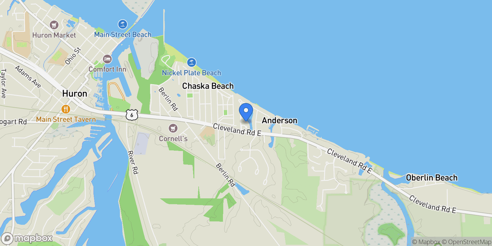 Map showing 1003 Cove Circle, Huron, Ohio, United States.