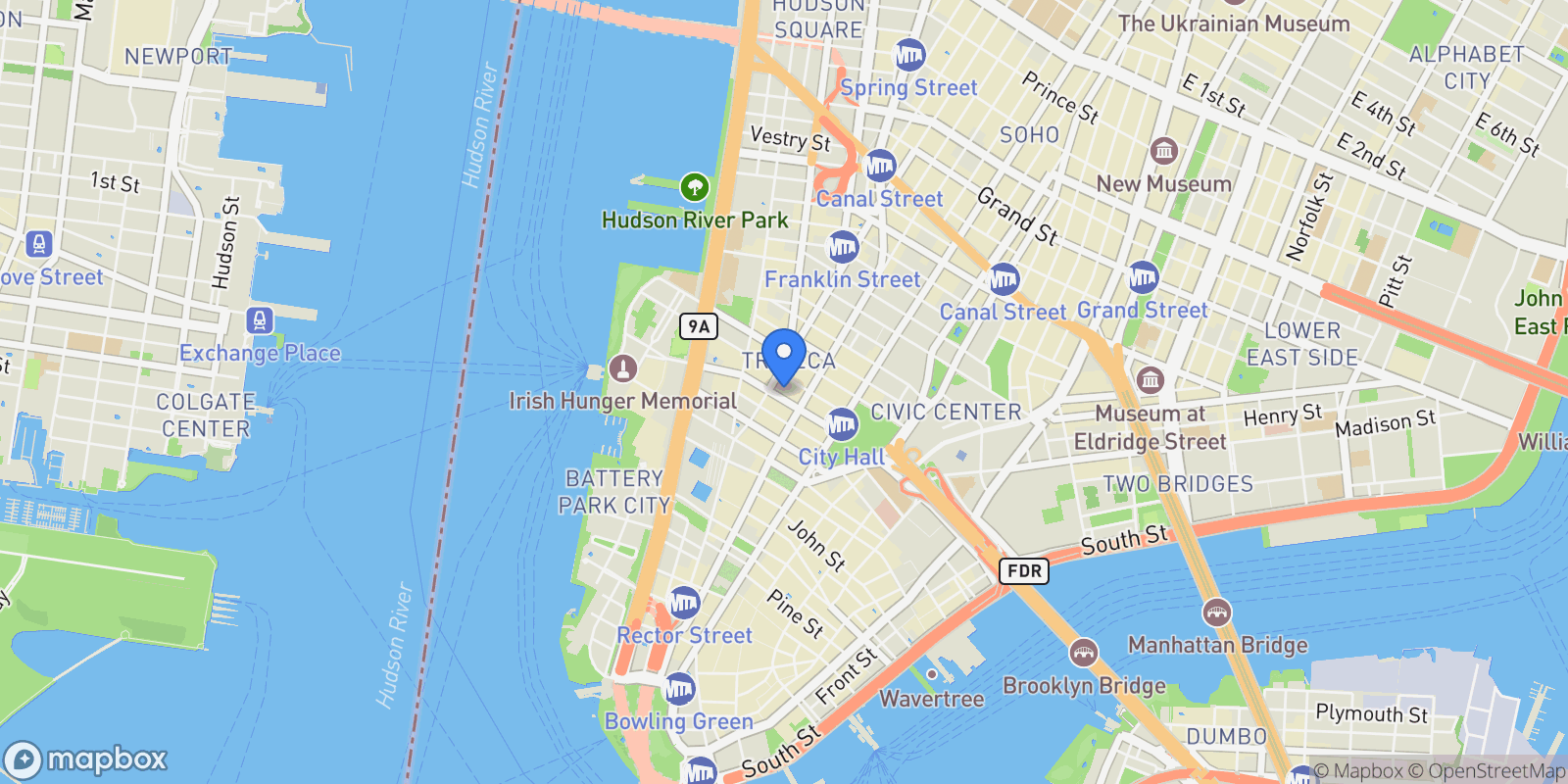 Map showing 53 MURRAY ST, New York, New York, United States.