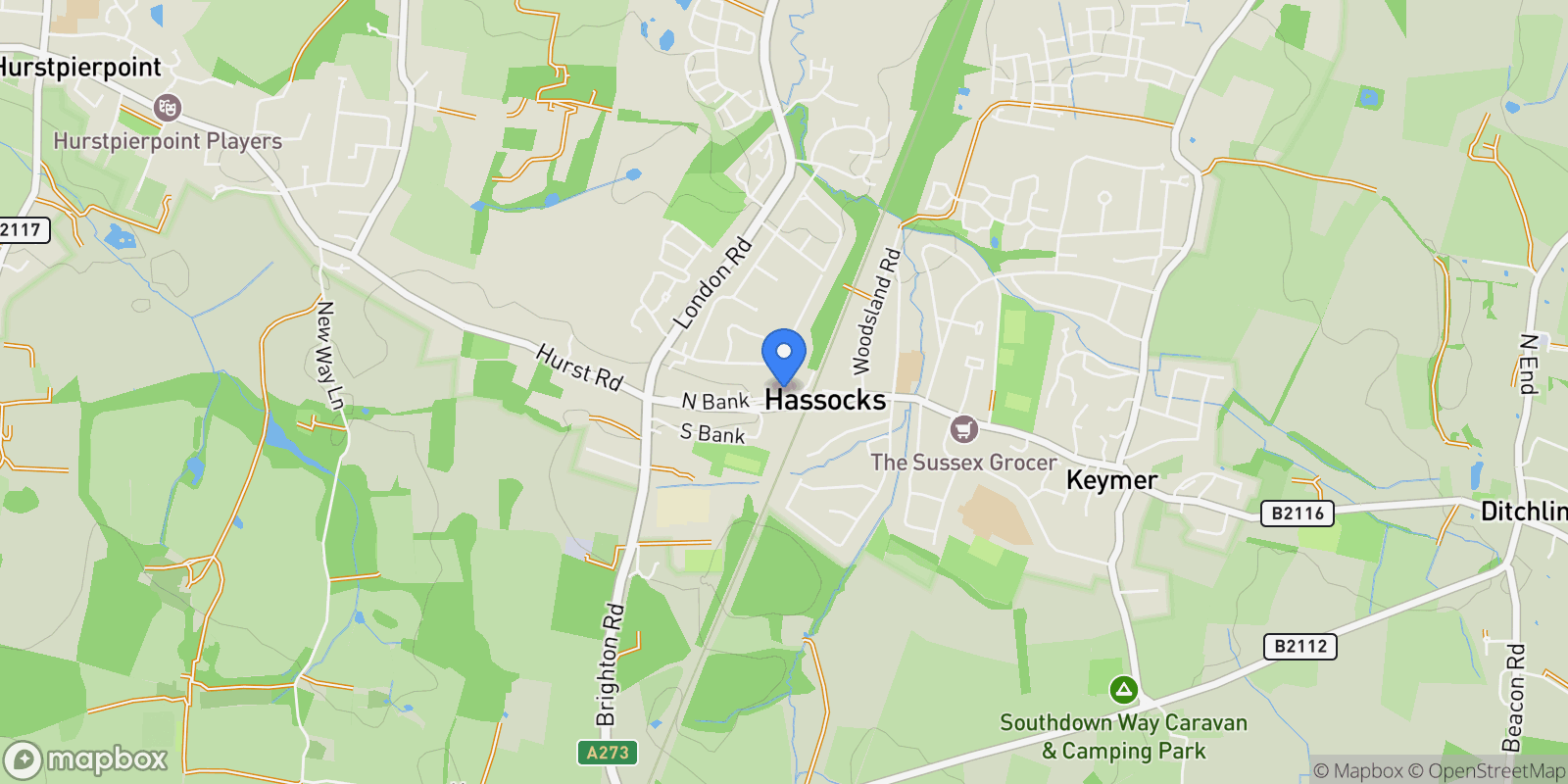 Map showing 6 Stanford Terrace Station Approach West, Hassocks, BN6 8JF, Hassocks, England, United Kingdom.