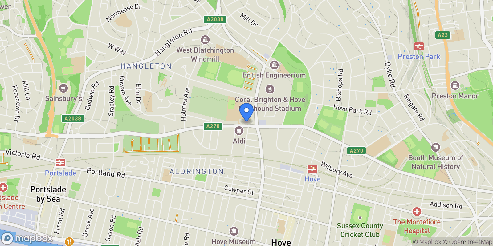 Map showing 113 Old Shoreham Road, Hove, BN3 7AQ, Brighton and Hove, England, United Kingdom.