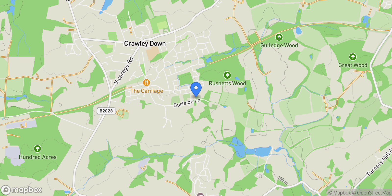 Map showing Glenariff Burleigh Lane, Crawley Down, Crawley, RH10 4LF, Crawley Down, England, United Kingdom.