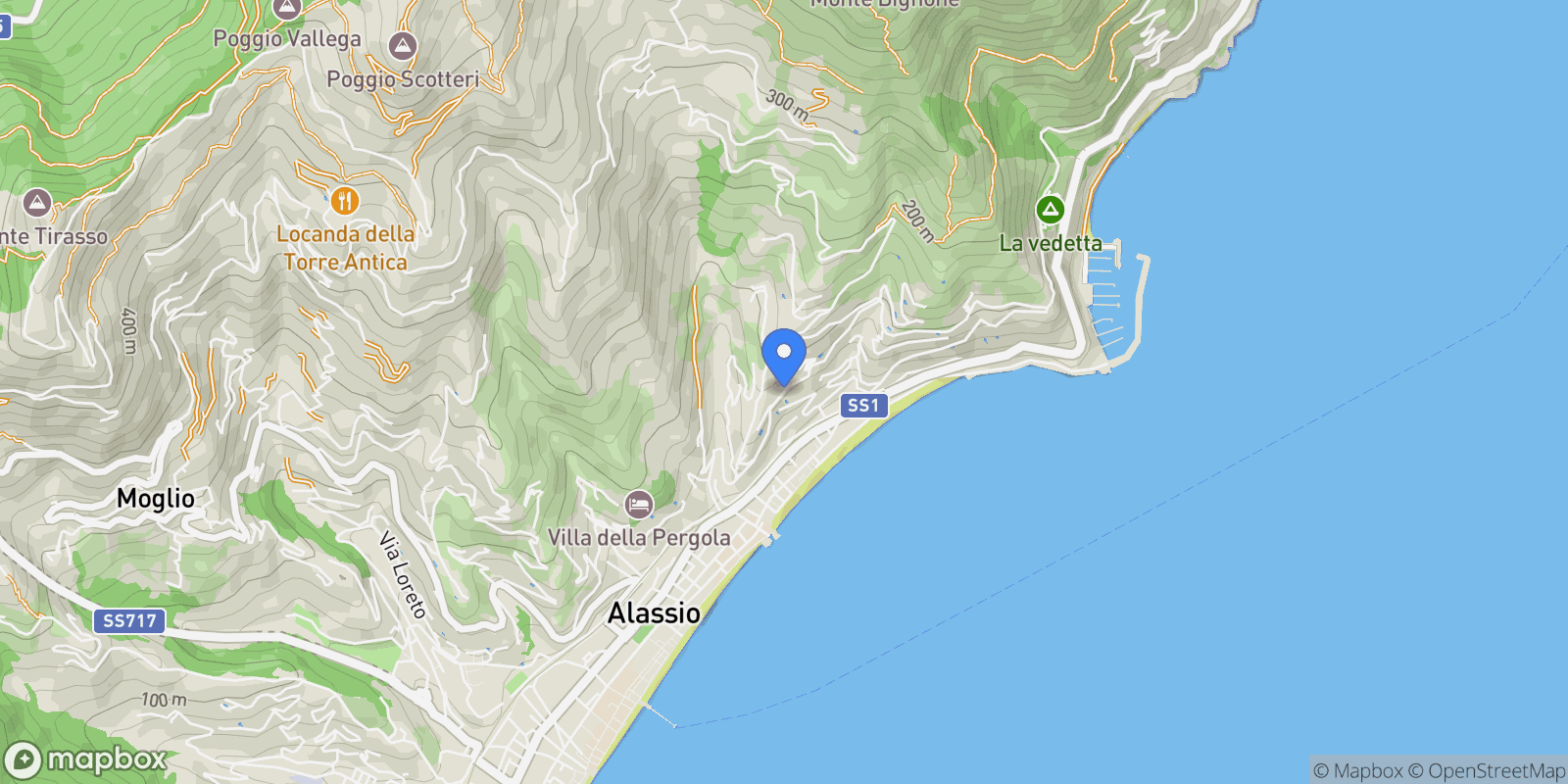 Map showing Via A Solva, 17021 Alassio SV, Italy, Alassio, Liguria, Italy.