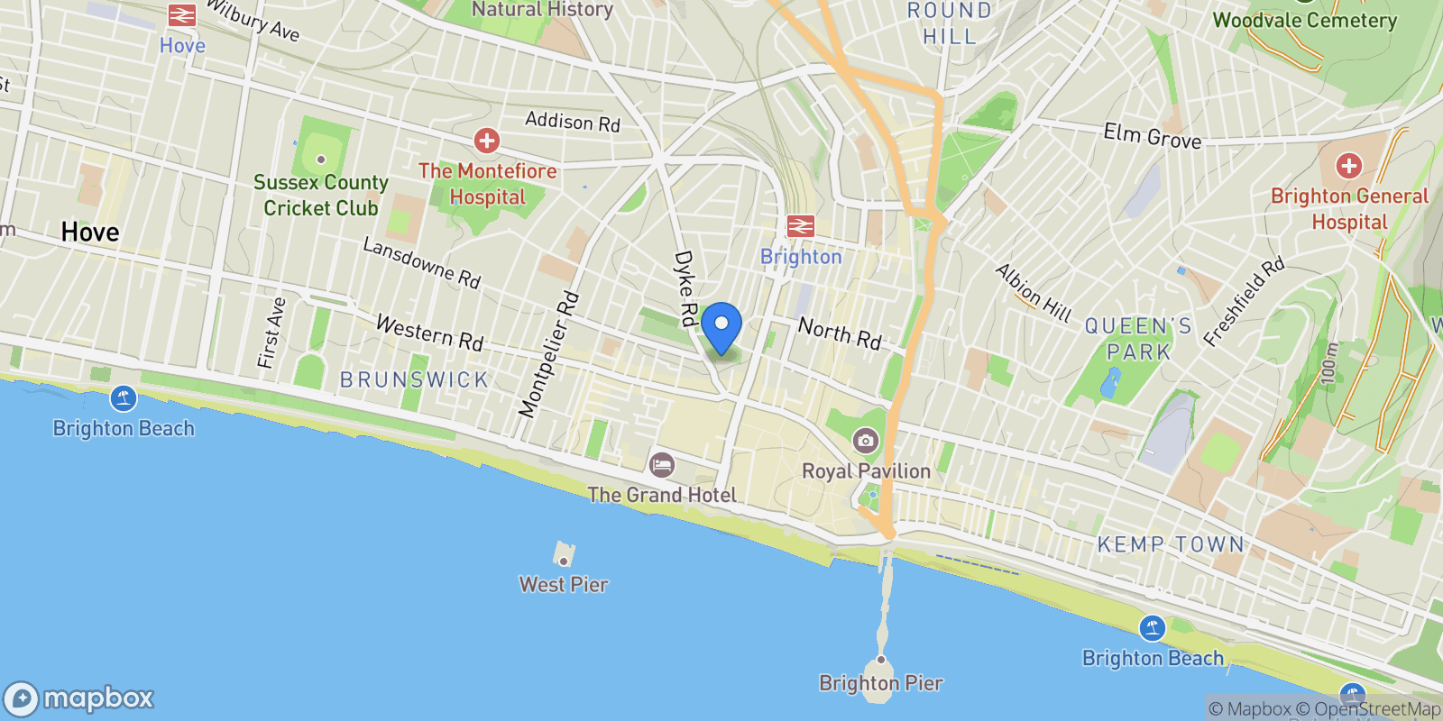 Map showing 12 Wykeham Terrace, Brighton, BN1 3FF, Brighton and Hove, England, United Kingdom.