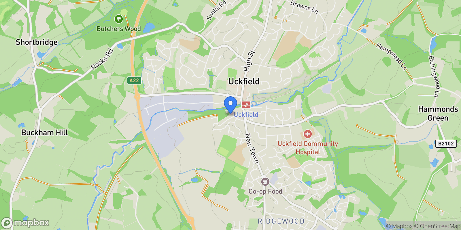 Map showing 54 Bridge Farm Road, Uckfield, TN22 5HQ, Uckfield, England, United Kingdom.