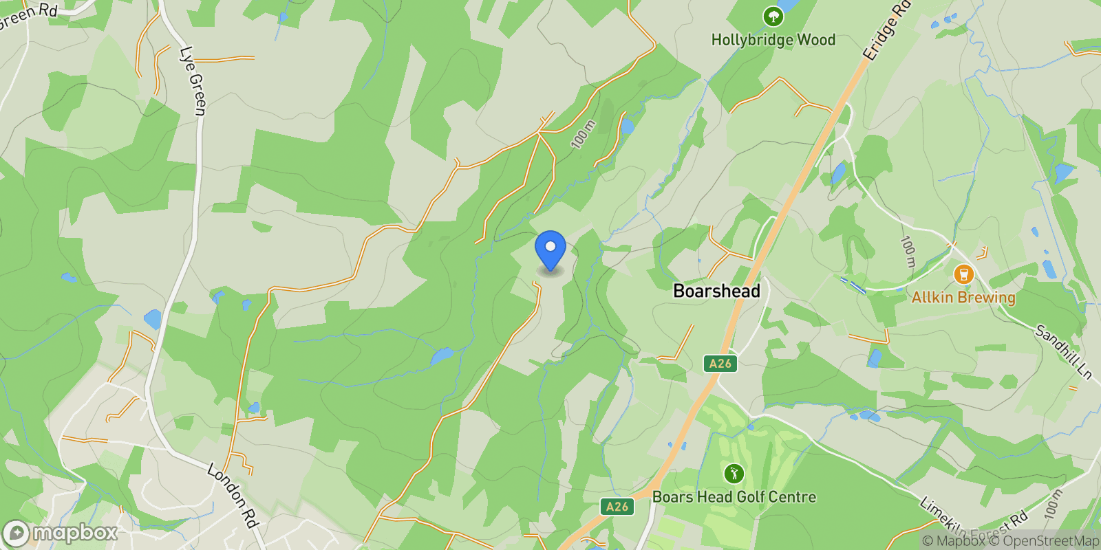 Map showing Stone House Barn, Crowborough, TN6 2UQ, Rotherfield, England, United Kingdom.