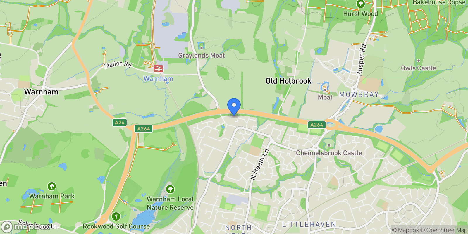 Map showing 5 Westons Close Pondtail Drive, Horsham, RH12 5JA, Horsham, England, United Kingdom.