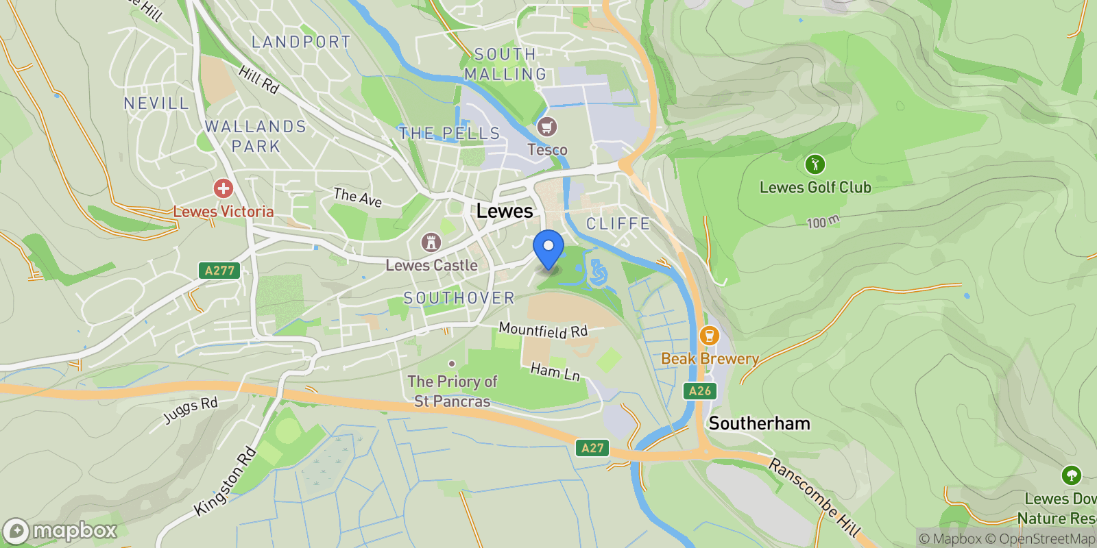 Map showing 23 Court Road, Lewes, BN7 2SA, Lewes, England, United Kingdom.