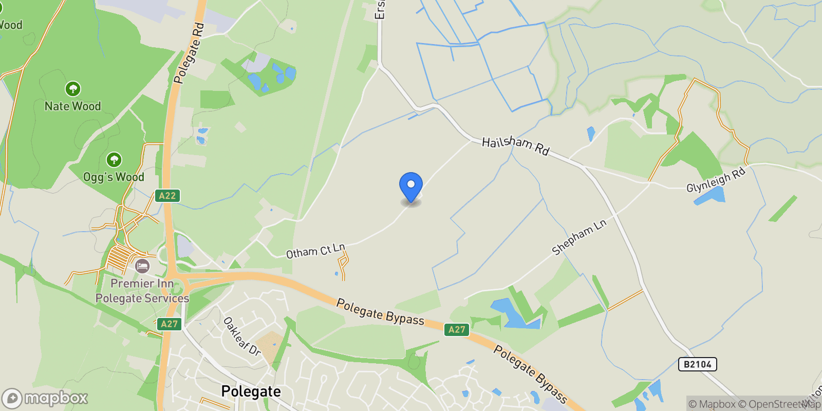 Map showing Little Friars Farm Otham Court Lane, Polegate, BN26 6QT, Polegate, England, United Kingdom.