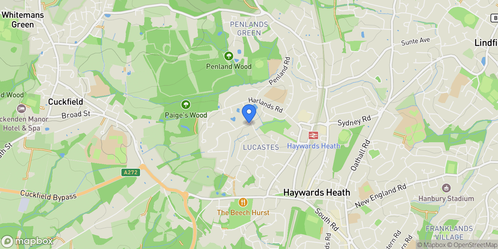 Map showing 41 Lucastes Avenue, Haywards Heath, RH16 1JU, Haywards Heath, England, United Kingdom.