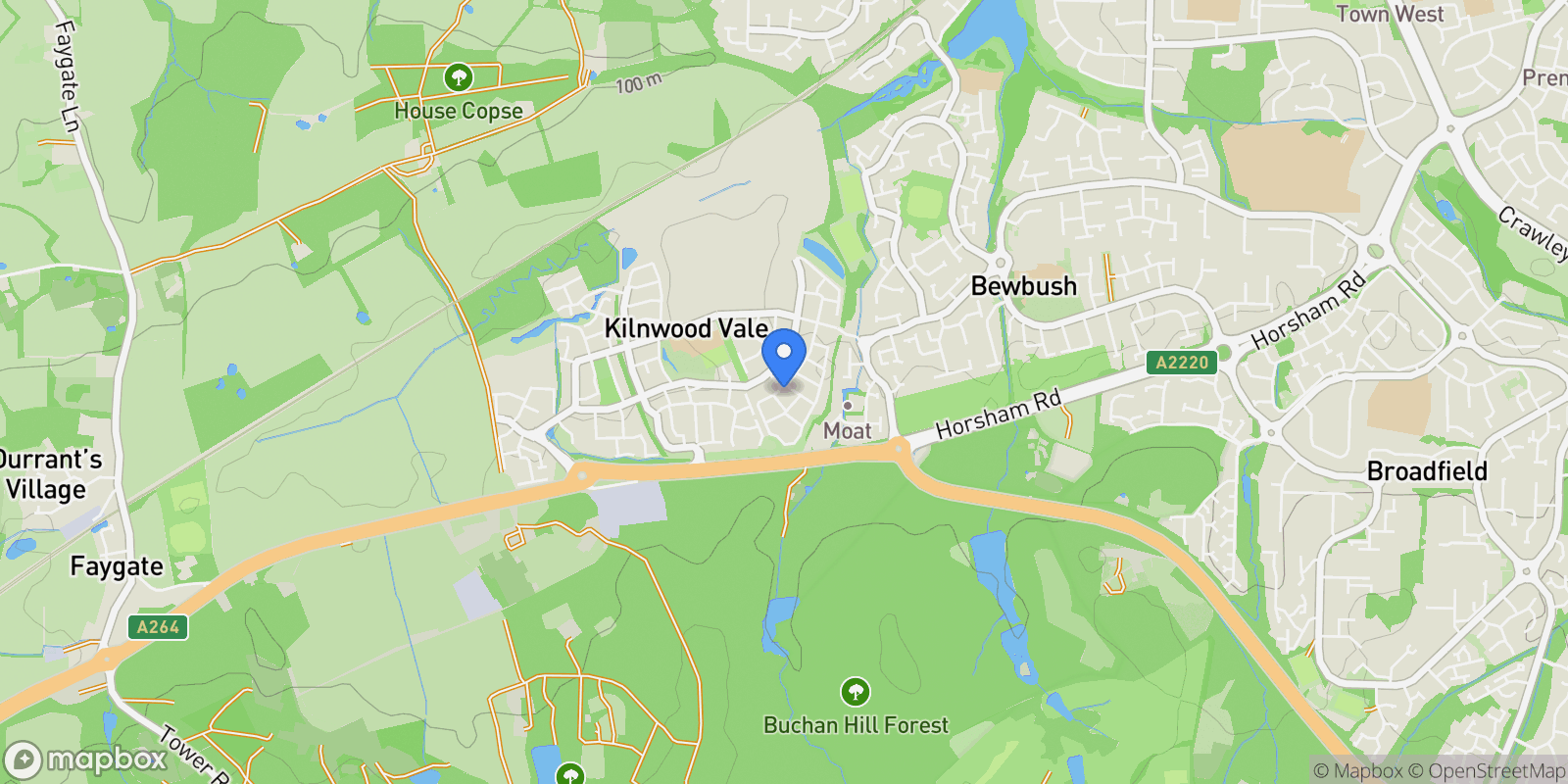 Map showing 33 Arun Valley Way, Faygate, Horsham, RH12 0BE, Faygate, England, United Kingdom.