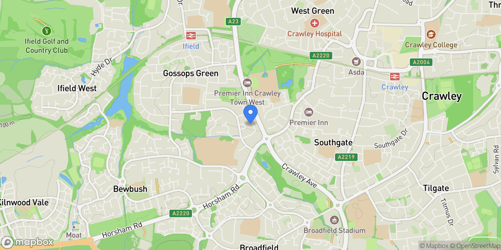 Map showing 28 Kingscote Hill, Crawley, RH11 8QA, Crawley, England, United Kingdom.