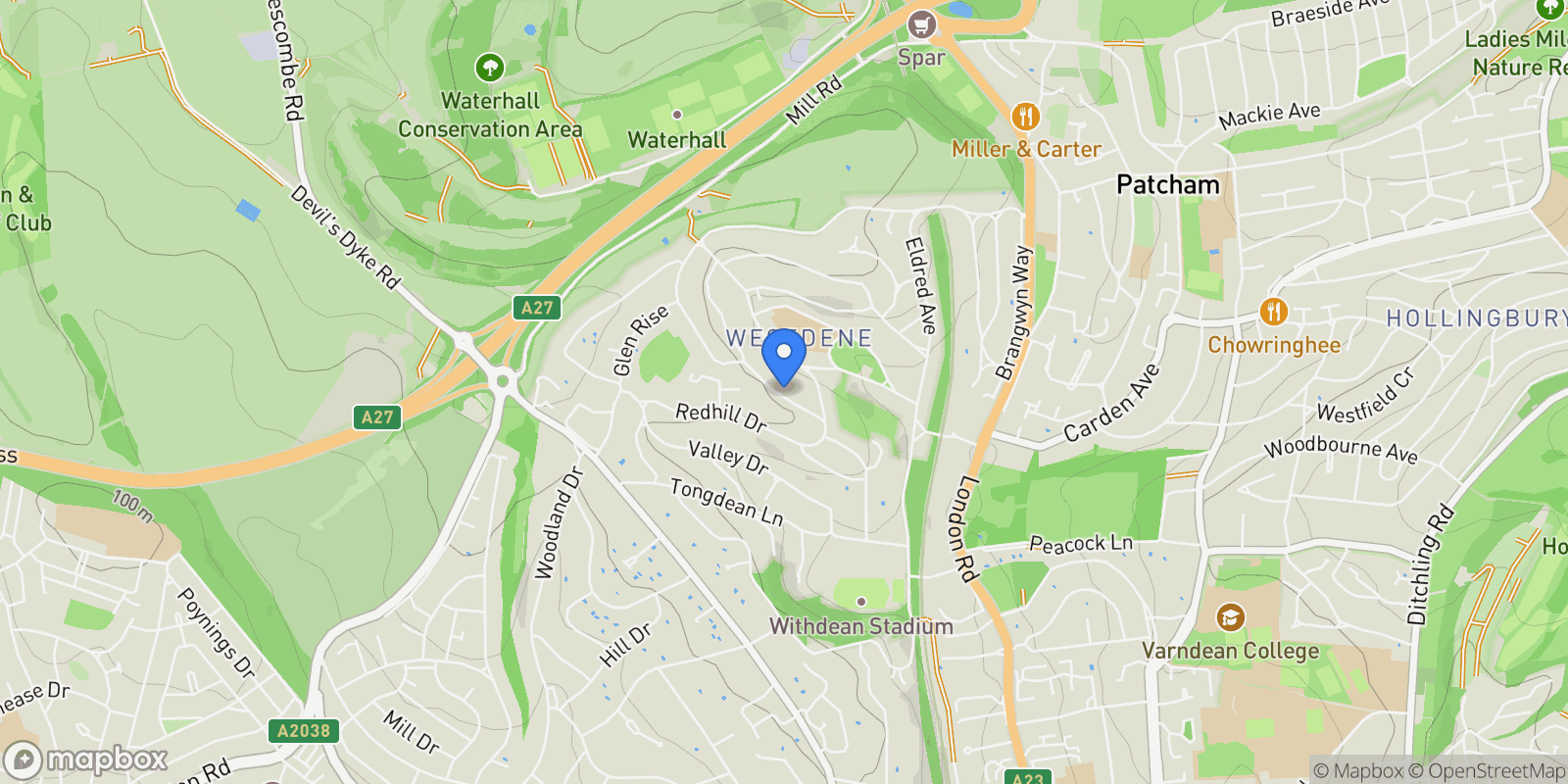 Map showing 18 Hillcrest, Brighton, BN1 5FN, Brighton and Hove, England, United Kingdom.