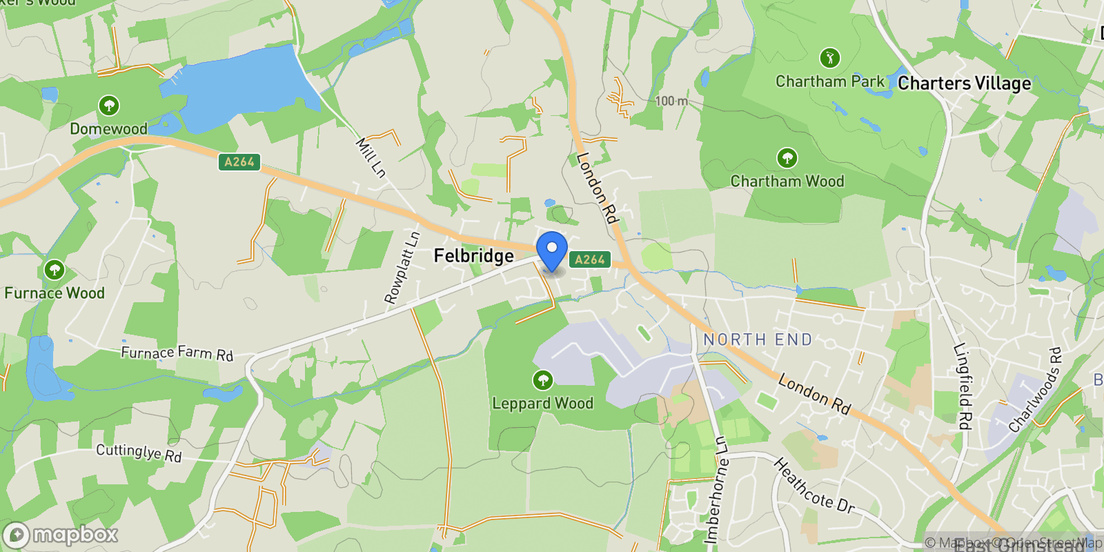 Map showing 8 Sinden Heath, East Grinstead, RH19 2TE, Felbridge, England, United Kingdom.