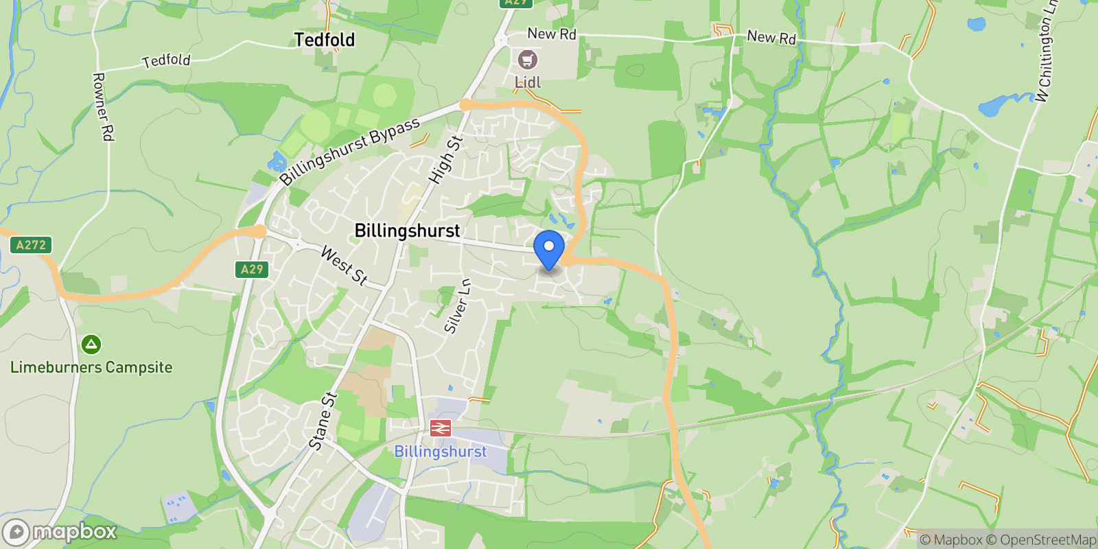 Map showing 15 Catsfield, Billingshurst, RH14 9XQ, Billingshurst, England, United Kingdom.