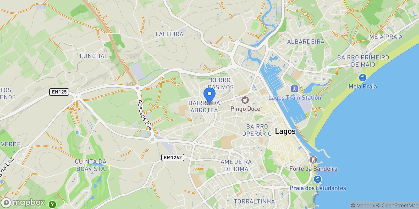 Map showing Urbanização Cerro Mos, Sao Goncalo de Lagos, Algarve, Portugal.