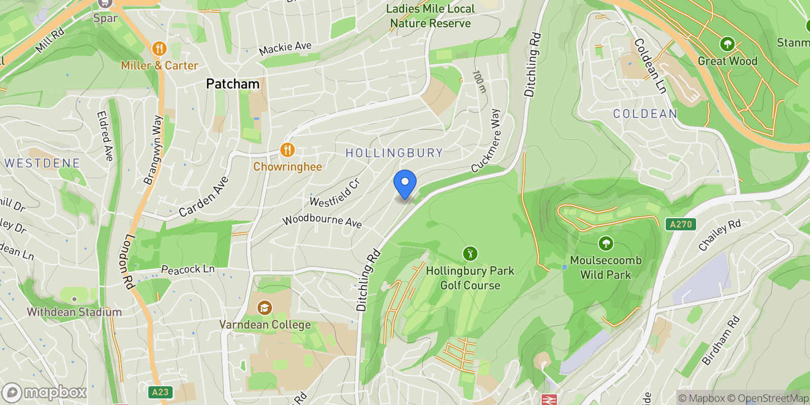 Map showing 29 Cuckmere Way, Brighton, BN1 8GA, Brighton and Hove, England, United Kingdom.