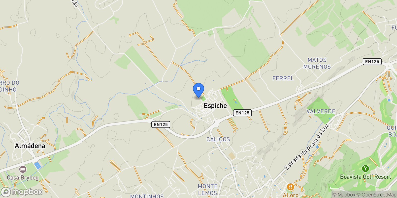 Map showing Cerro da Horta e Barradas, Praia da Luz, Algarve, Portugal.