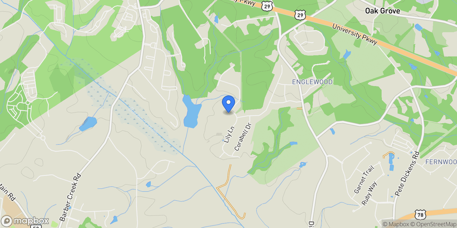 Map showing 1472 Lily Lane, Winder, Georgia, United States.