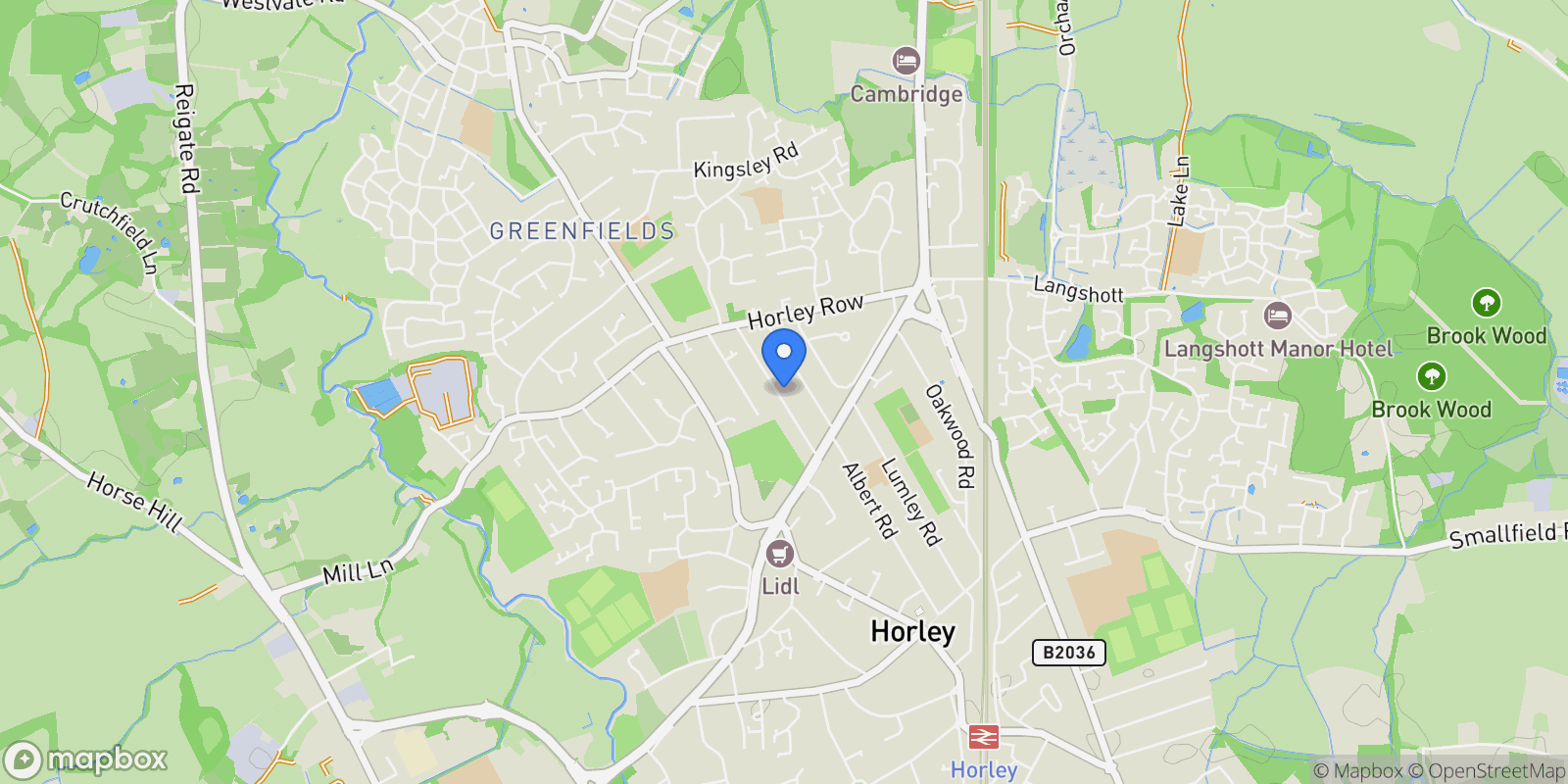 Map showing 57 Hevers Avenue, Horley, RH6 8BY, Horley, England, United Kingdom.