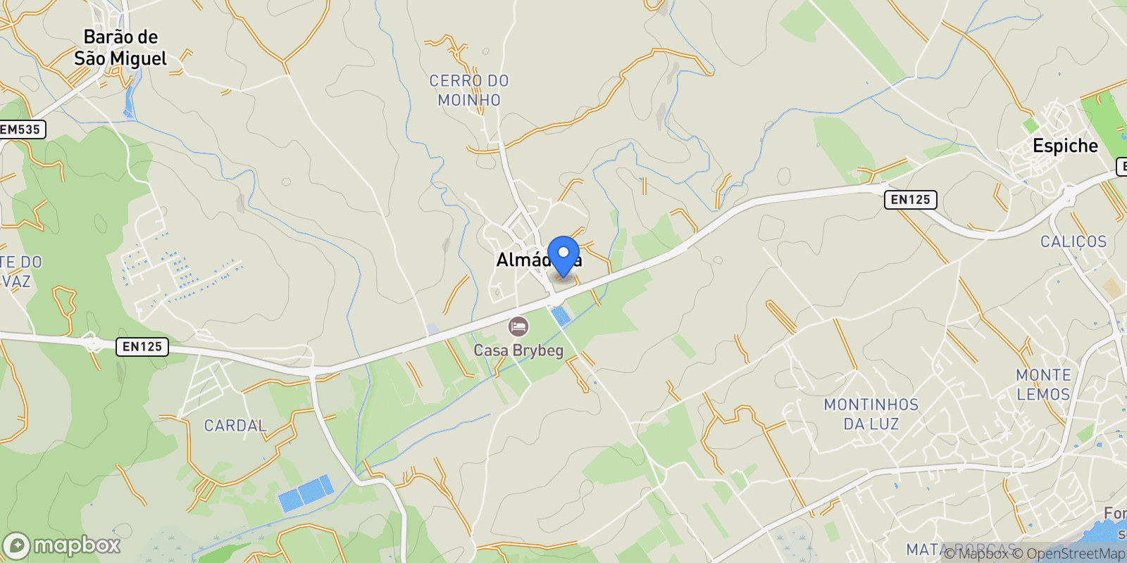 Map showing Almadena, Praia da Luz, Algarve, Portugal.