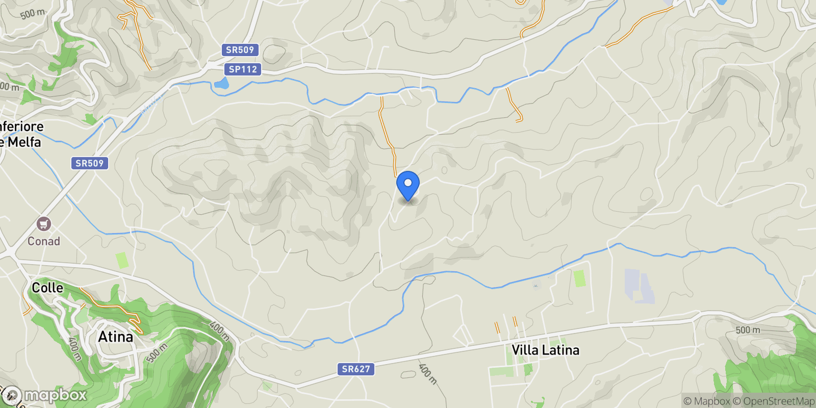 Map showing Via Colle Cimento, 236, 03042 Atina FR, Italy, Atina, Lazio, Lazio, Italy.