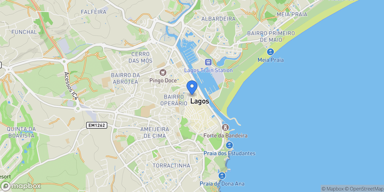 Map showing Travessa do Penhasco 3, Lagos, Portugal, Sao Goncalo de Lagos, Algarve, Portugal.