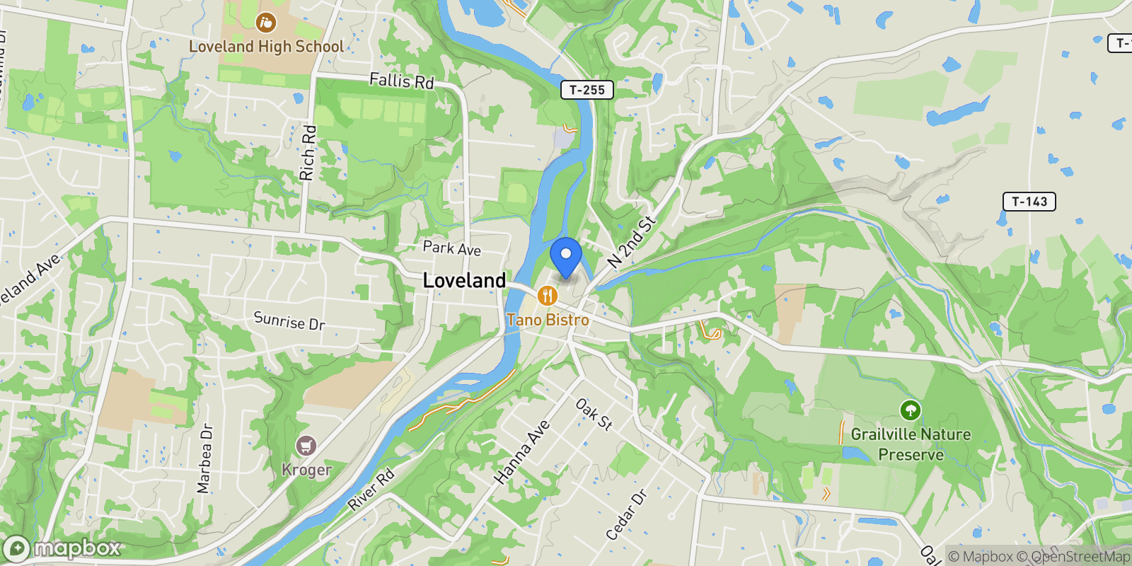 Map showing 200 Railroad Avenue, Loveland, OH 45140, Loveland, Ohio, United States.